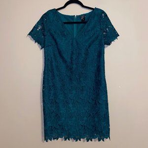 Ann Taylor Lace Dress Green Floral 10P